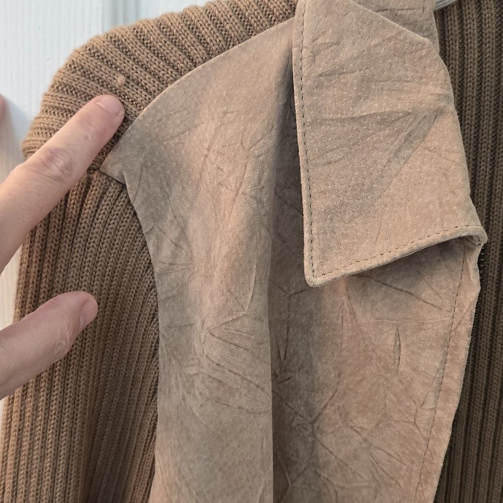 Coldwater Creek Versatile Beige Leather Front Jacket/sweater, Size M (#20) - Picture 6 of 8